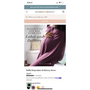 Kindred Bravely Ruffle Strap Labor and Delivery Gown XS/S